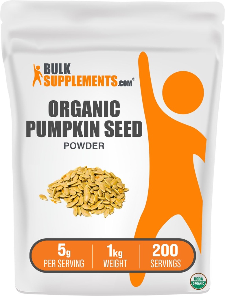 BulkSupplements.com Organic Pumpkin Seed Powder - Pumpkin Supplement, fra Organic Pumpkin Seeds, Pumpkin Powder - Vegan & Gluten Free, 5g per Serving, 1kg (2,2 lbs) (Pack of 1)