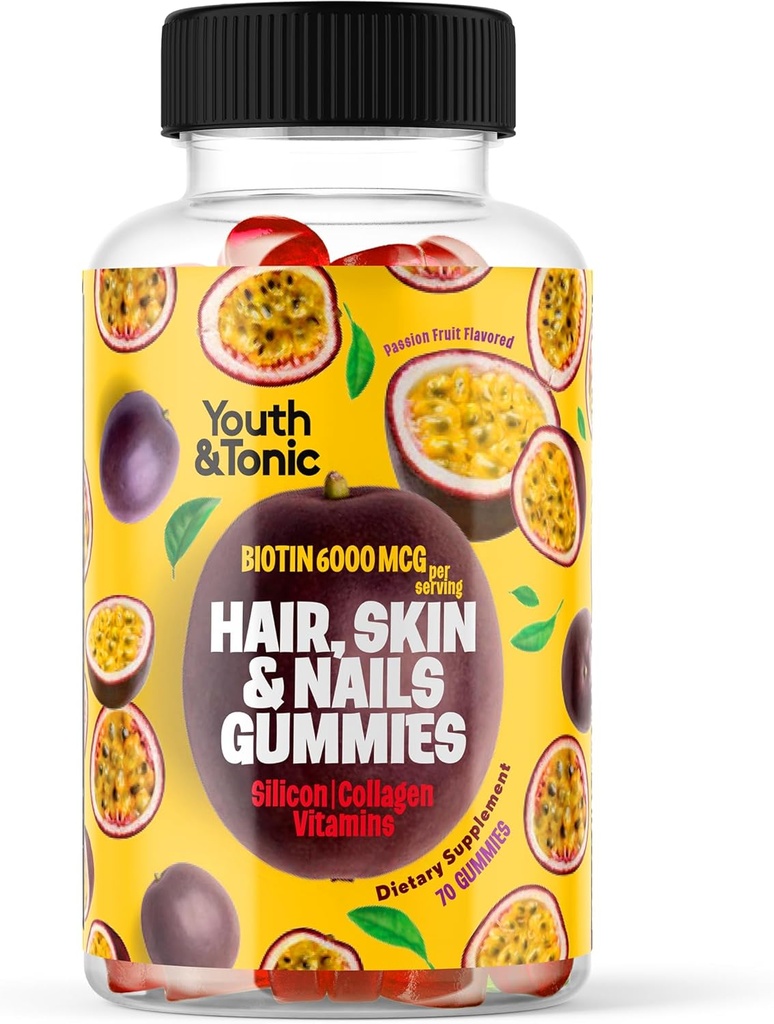 70 Hår Gummies Biotin 6000mcg Collagen Silicon PABA & Multivitaminer; Hår hud og negle Vitamin Gummy til kvinder