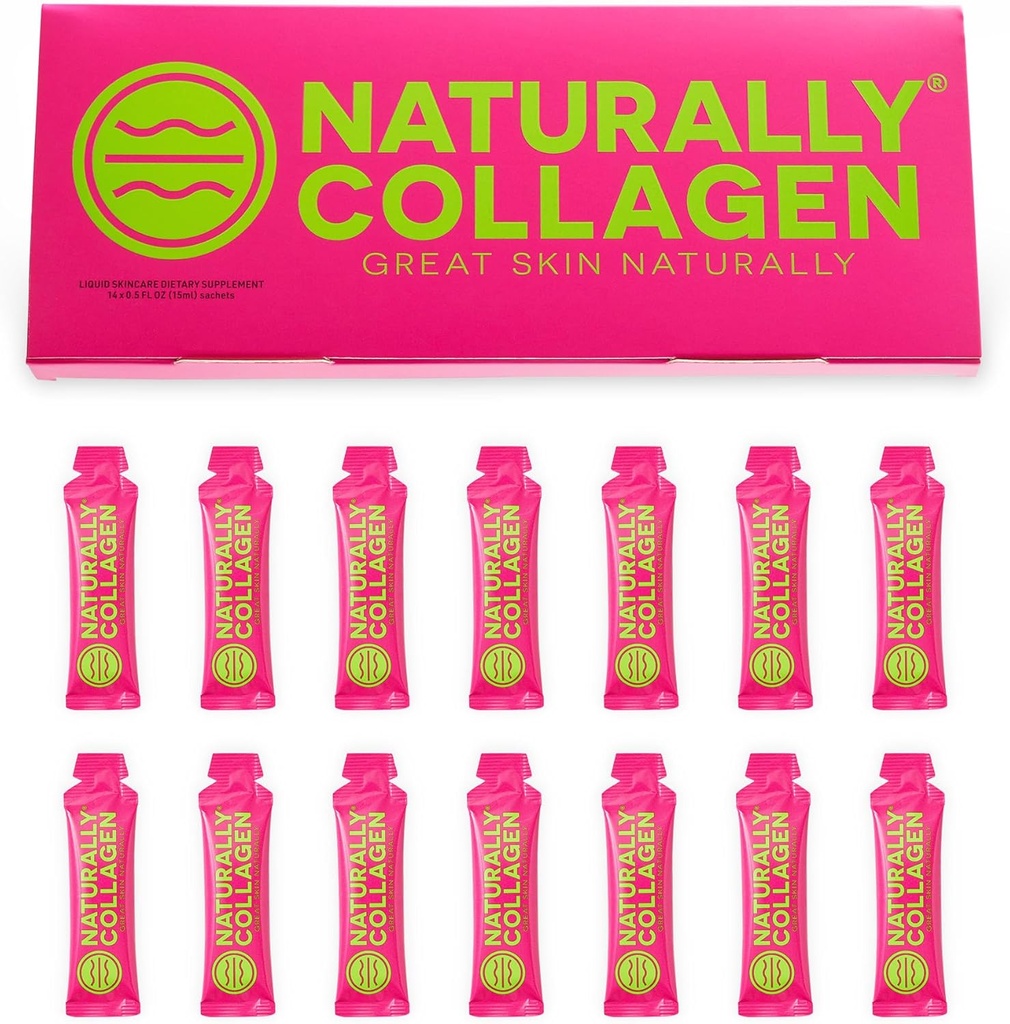 Premium Hydrolyzed Liquid Marine Collagen Supplement - 8000mg of Collagen per Sachet Plus 180mg VIT C - Natural Tropical Fruit Flavour - 14 Sachets per Box