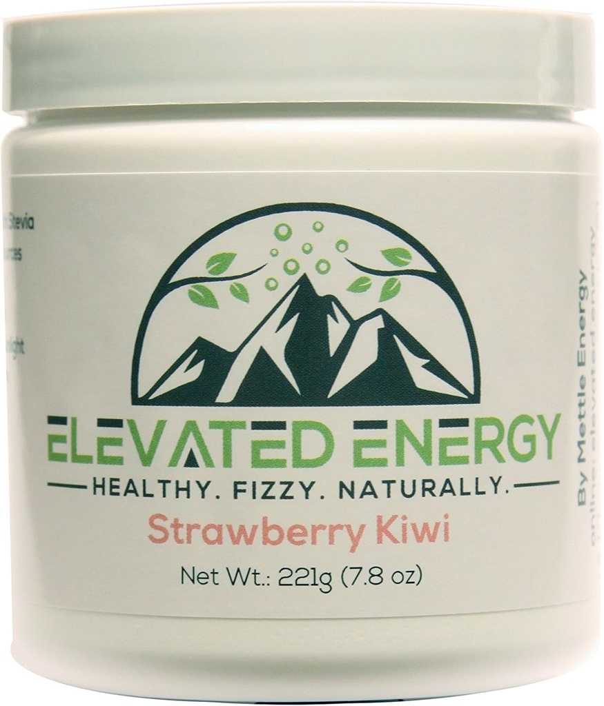 Healthy Energy Drink Powder - Stevia & Natural Caffeine | Elevated Energy Fizzy Drink Mix | Strawberry Kiwi | 30 Servings