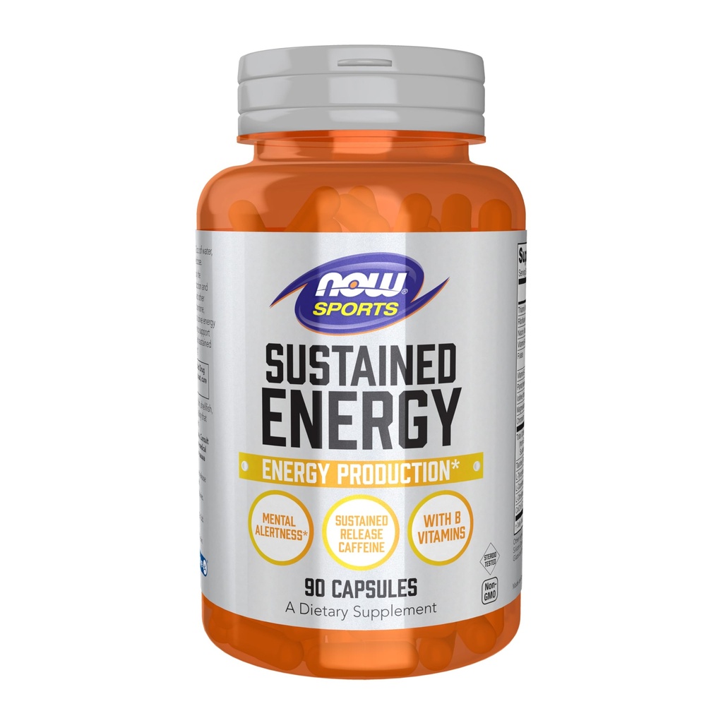 Now Foods Sport, Vedvarende energiproduktion * Mental Alerness * Vedvarende frigivelse Koffein med B Vitaminer 90 Veg kapsler