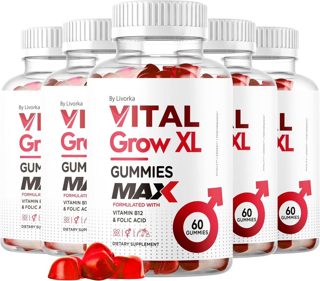 (5 Pack) Vital Grow XL Male Gummies - Mænds Performance Gummies 1050MG Vital GrowXL Blend, Vital Growth Gummy Advanced Formel, 300 Gummies for 5 Måneder