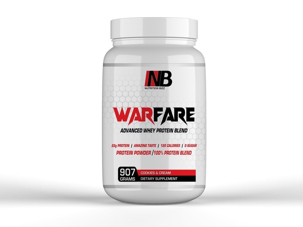 Warfare 2 lbs Advanced Whey Protein Blend 22g Protein per Serving Amazing Flavors (2 lbs, Cookies og Cream)