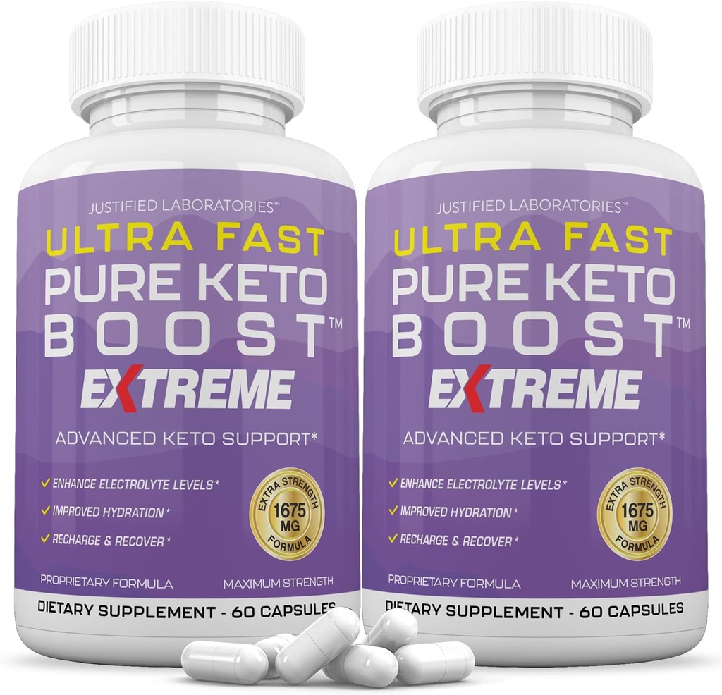 (2 Pack) Ultra Fast Pure Keto Boost ekstreme Keto piller 1675MG Ny & forbedret formel Indeholder Apple Cider Vinciferine Extra Virgin Olivenolie Powder Green Tea Leaf 120 Kapsler