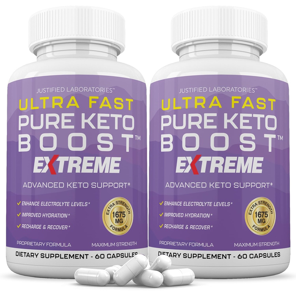 (2 Pack) Ultra Fast Pure Keto Boost ekstreme Keto piller 1675MG Ny & forbedret formel Indeholder Apple Cider Vinciferine Extra Virgin Olivenolie Powder Green Tea Leaf 120 Kapsler