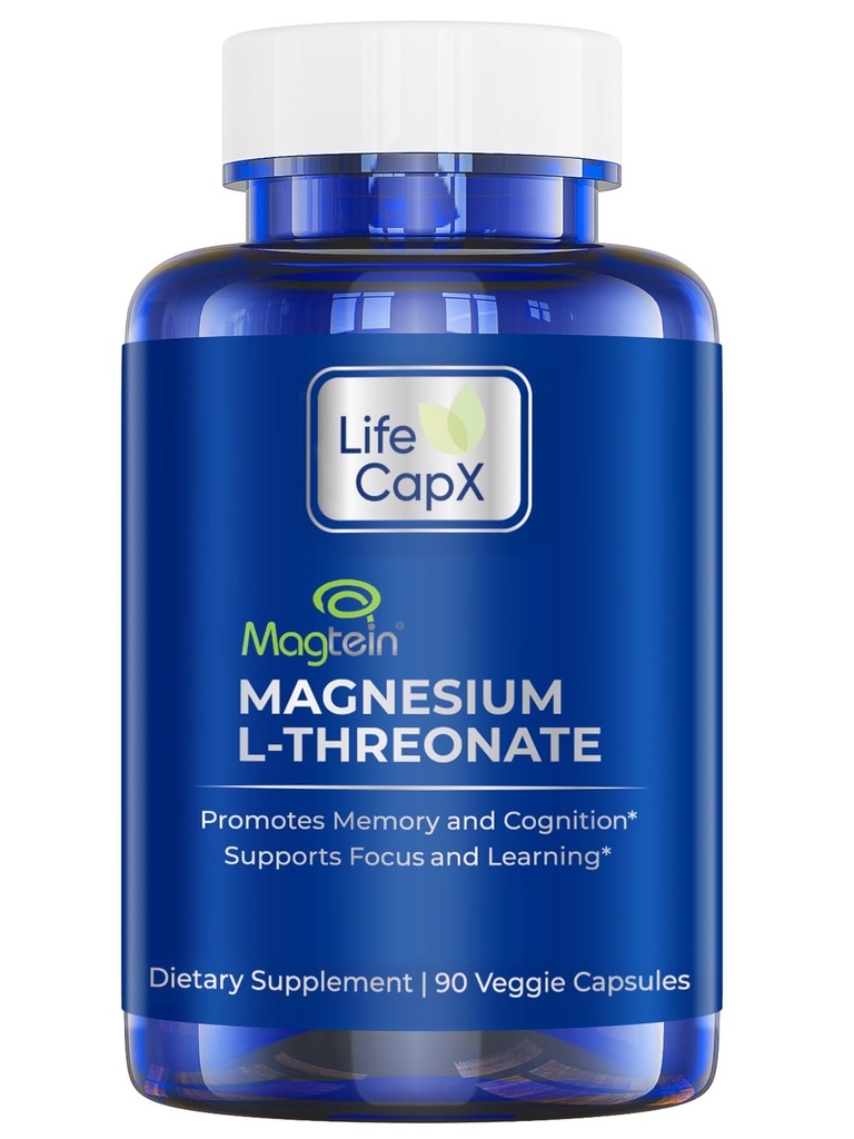 Magnesium L- Threonate kapsler, Original Patenteret Magtein ™ Form af Magnesium (Mg), Forbedre hukommelse, kognition og søvn kvalitet (90 kapsler)