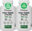 PRISTINE'S Holy Basil (Tulsi) 500 mg (2 Pack) Relaxation & Immunity Support Adaptogen Supplement - 120 Day Supply - Holy Basil Leaf Capsules - Vegan - Non-GMO - Gluten Free Supplements