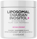 Kodeage Liposomal Ovarial Inositol Powder - Myo-Inositol & D-Chiro- Inositol 40: 1 Blend, Folate 5-MTHF, CoQ10, Pomegranat & Wild Blueberry - 2-Måned Supply - Blandede Berry Flavor - Non-GMO, 60 Servering