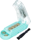 Pill Cutter til flere piller ad gangen, Pill Cutter Splitter til små og små piller, Pill Cutter til små eller store piller, Pill Splitter med skjult Sharp rustfrit stål klinge (blå + klar)