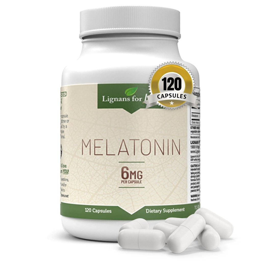 Lignans for Life Melatonin for hunde og mennesker, 6 mg - 120 kapsler - Kapsler - Kæledyrskontakter - Vitaminer for samlet sundhed