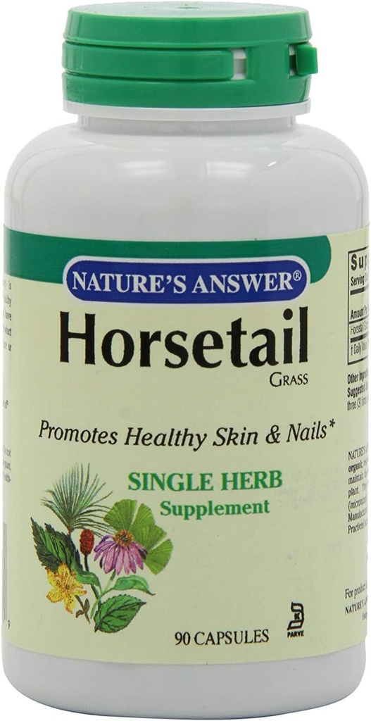 Naturens svar Horsehale Herb 124; fremmer sundt hår, hud & negle Budd124; Lavet i USA Budding- 124; Gluten- Free, Alkohol- Free, Kosher Certificeret & Ingen Konserveringsmidler Budding- 124; Kapsler 90Ct