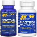 NATURLIGE STAKKER MagTech Magnesium + serotonin brain food bundle - understøtter afslapning, hjerne sundhed & et positivt stof * - 150 Total kapsler