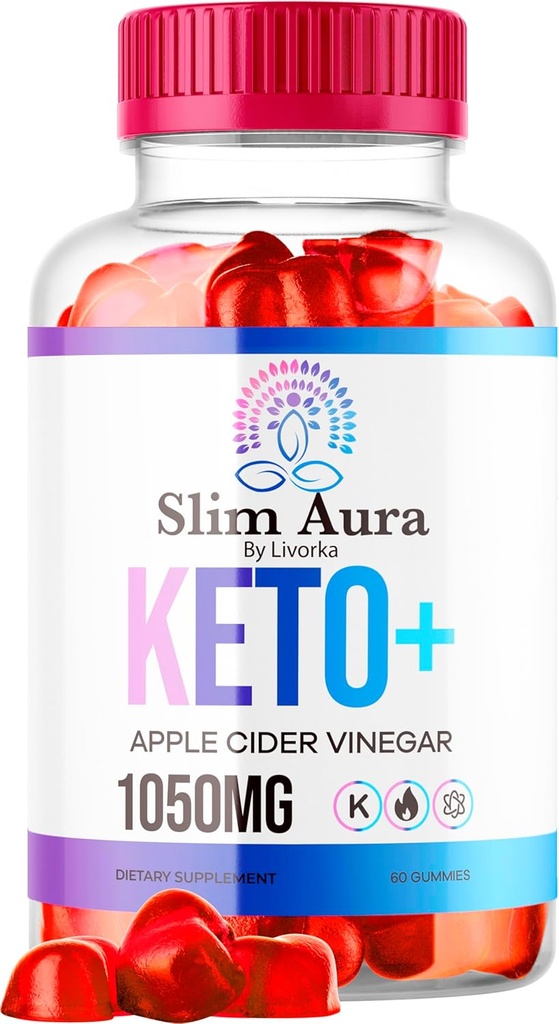 Slim Aura Keto ACV Gummies - Official Slim Aura Keto Plus Apple Cider Vinegar 1050MG Advanced Formula Gummys, All Natural Premium Formula, Slimaura Gomitas Reviews, 60 Gummies for 1 Month