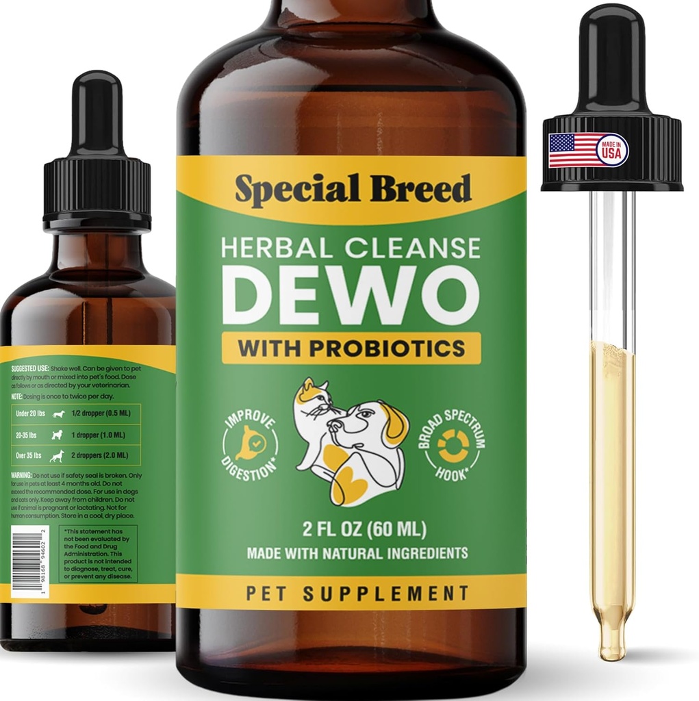 Katte og hunde Natural Broad Spectrum, med Probiotika, Homøopatisk Support and Breeds, Made in The USA, 2oz