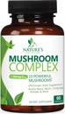 Mushroom Brain Supplement 1330 mg - 10 i 1 høj styrke Mushroom Kompleks med Lions Mane, Tyrkiet Tail, Reishi, Cordyceps, Chaga & Brain Nootrop Complex for Memory & Focus Support - 60 kapsler