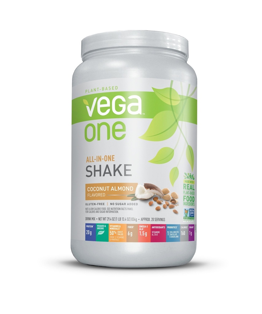Vega One All- In- One Nutrition Shake Coconut Mandel (20 portioner) - Plant Based Vegan Protein Powder, Non Dairy, Gluten Free, Non GMO, 29.4 Ounce (Pack of 1)