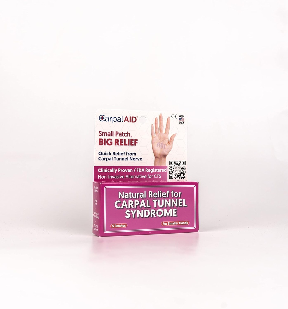Patch for Carpal Tunnel Relief - Revolutionær Patenteret teknologi - Klinisk provet medicinsk Adhesive Provides Relief for Carpal Tunnel (lille - 5 Pack)