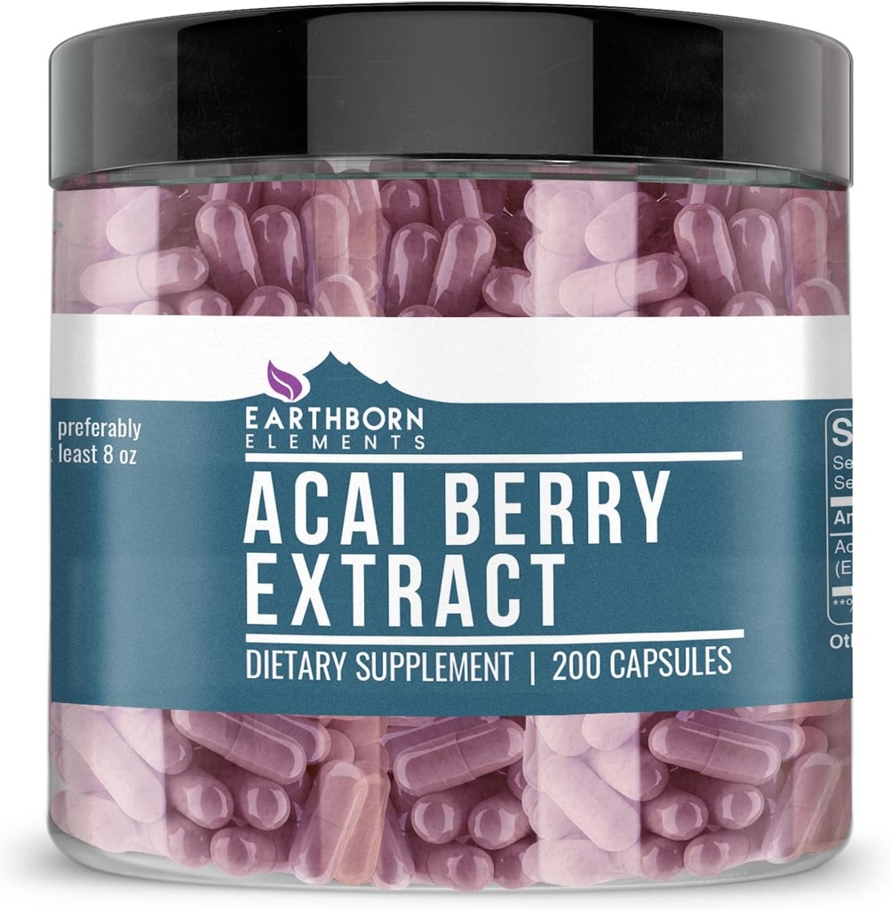Earthborn Elements Acai Berry Extract 200 Kapsler, Pure & Ufortyndet, Ingen tilsætningsstoffer