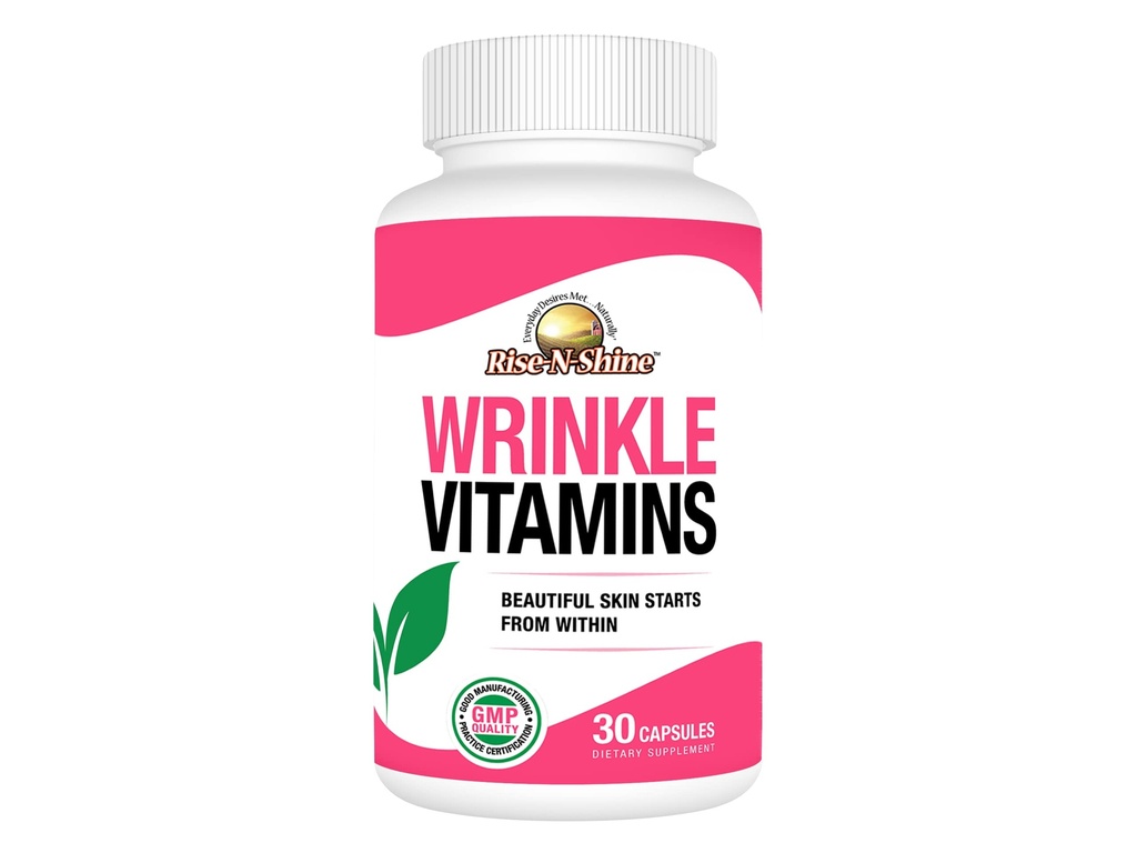 Rise- N- Shine Wrinkle Vitaminer Hudtillæg Ansigtsmaske med Collagen, Resveratrol, Aloe Vera, Grape Seed og mere 30 Greve