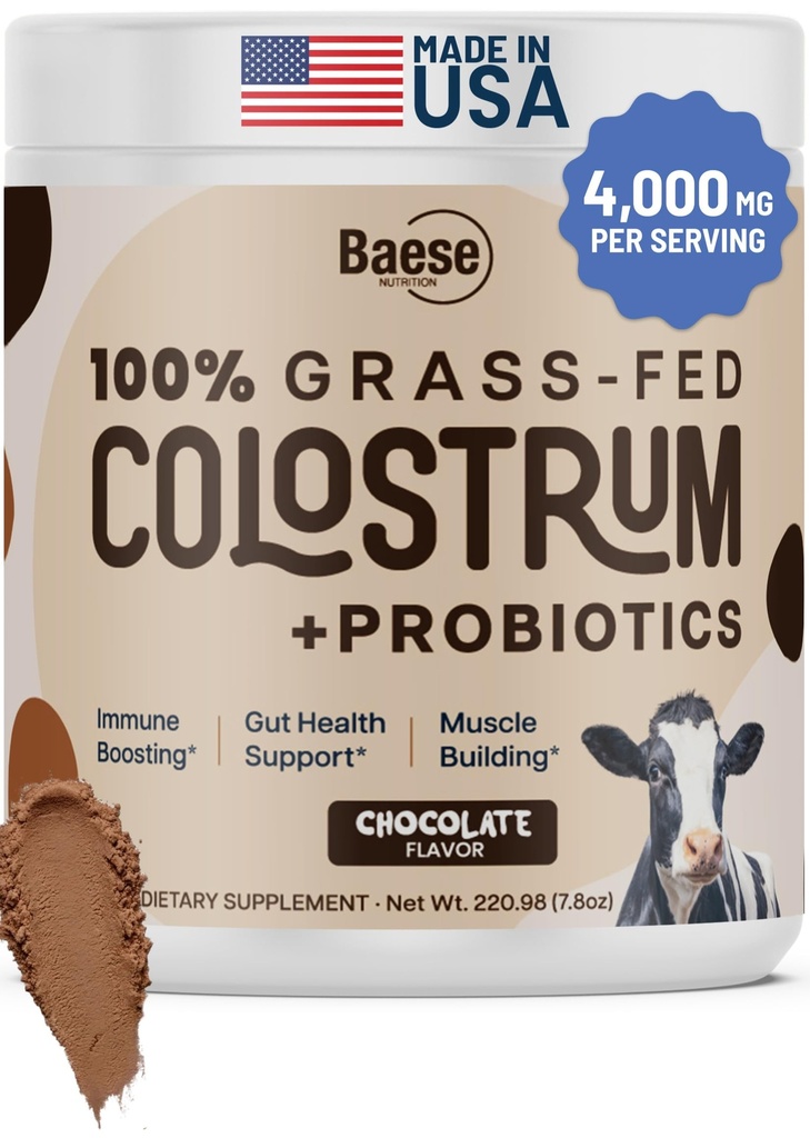 Organic Chocolate Azermg Grass Fed Bovine Colostrum Powder + Probiotika Colostrum Supplement for børn og voksne med immunoglobuliner (220.98 Bedste)