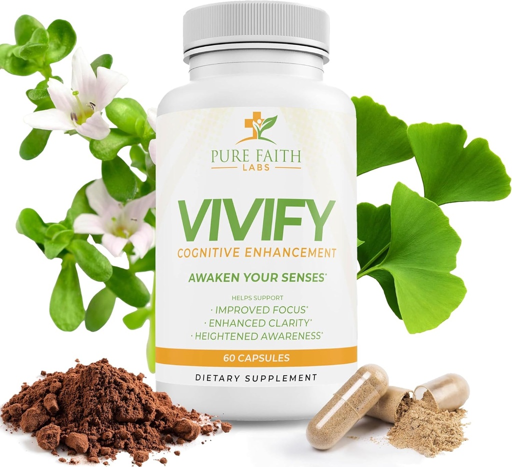 Vivify Brain Booster Buddy 124; Fokus på din tro og familie Buddy 124; Boost energi og samlet sundhed (1 måned Tilgang, 60ct)