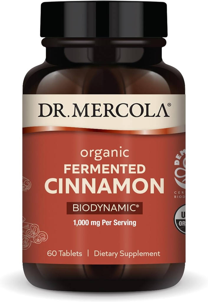 Dr. Mercola Biodynamisk organisk gæret kanel - understøtter metabolisk sundhed - High- Flavonoid kanel ekstrakt - USDA Organic, Non- GMO, Gluten- Free & Soy- Free - 90 tabletter
