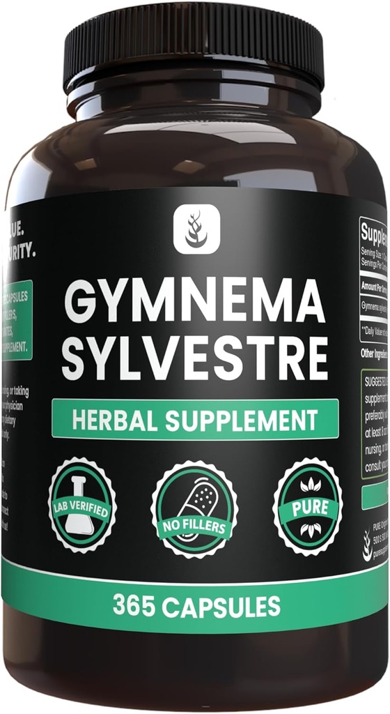 PURE ORIGINATIONELLE INGREDIENSER Gymnema Sylvestre (365 kapsler), No Magnesium eller Rice Fillers, Altid Pure, Lab Verified