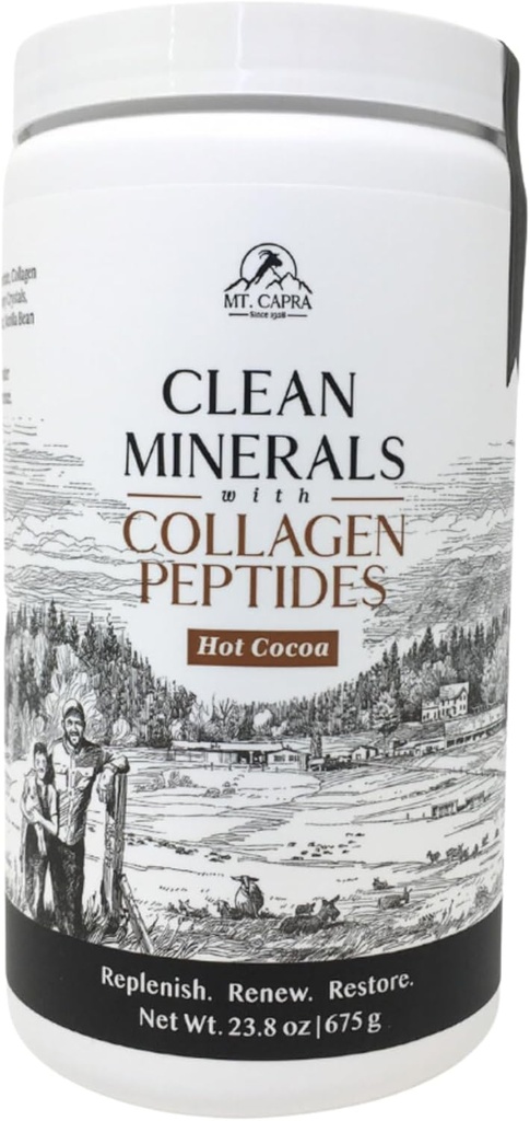 Mt. Capra Clean Minerals with Collagen Peptides | Healthy Hot Cocoa with Minerals from Goat Milk Whey and Grass-Fed Type I and III Collagen Peptides for 10 g Protein | 16 Servings - 23.8 oz