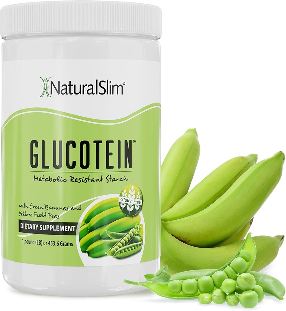 NaturalSlim Prebiotic Resistent Stivelse tillæg med Green Banana Mel Organic & Pea Stivelse Blend Glucosein Powder - Non- GMO & Gluten Free - 16 Serveringer