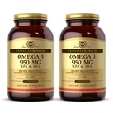 Solgar Triple Strength Omega 3 950 mg - 100 Softgels, Pack of 2 - Understøtter Joint & Skin Health - non-GMO, Gluten Free, Dairy Free - 200 Total Servering