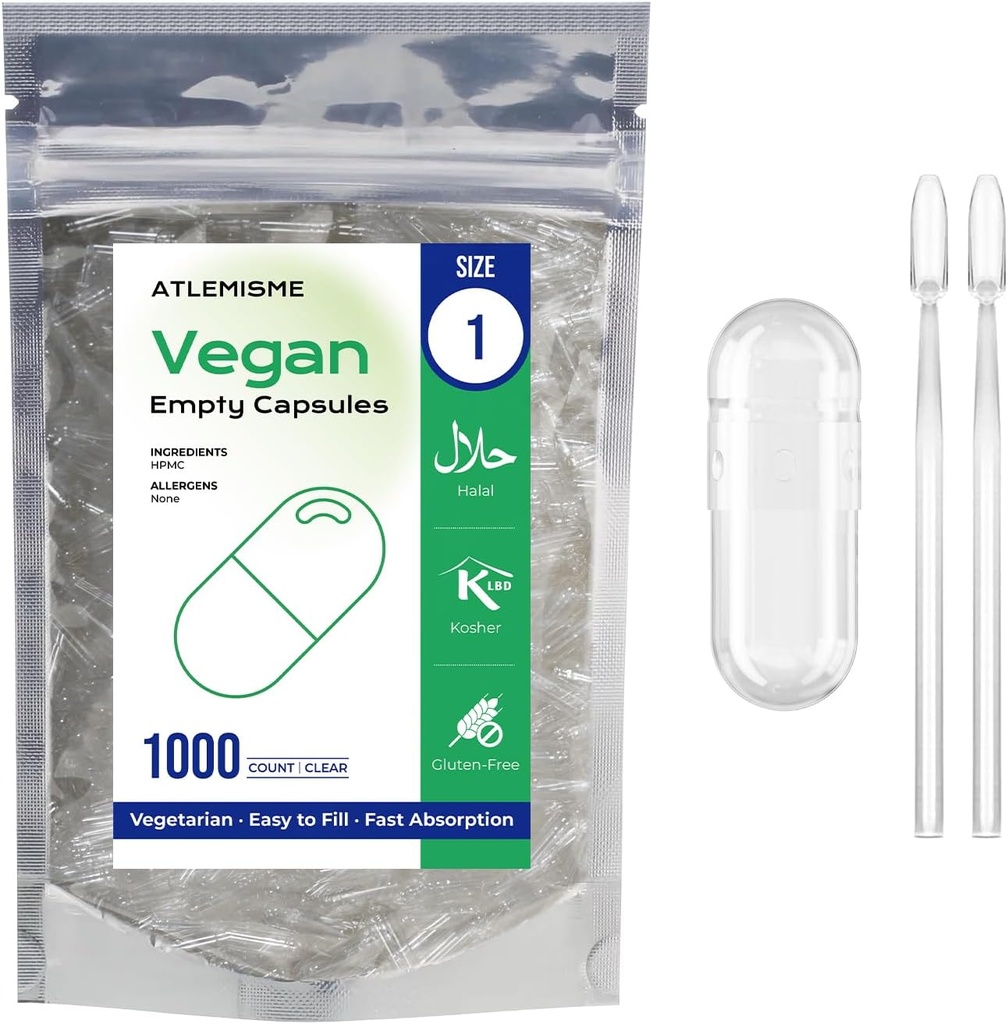 Tomme Veganske Kapsler Størrelse 1 - Veganske Kapsler Tomme (1000 Tæl)