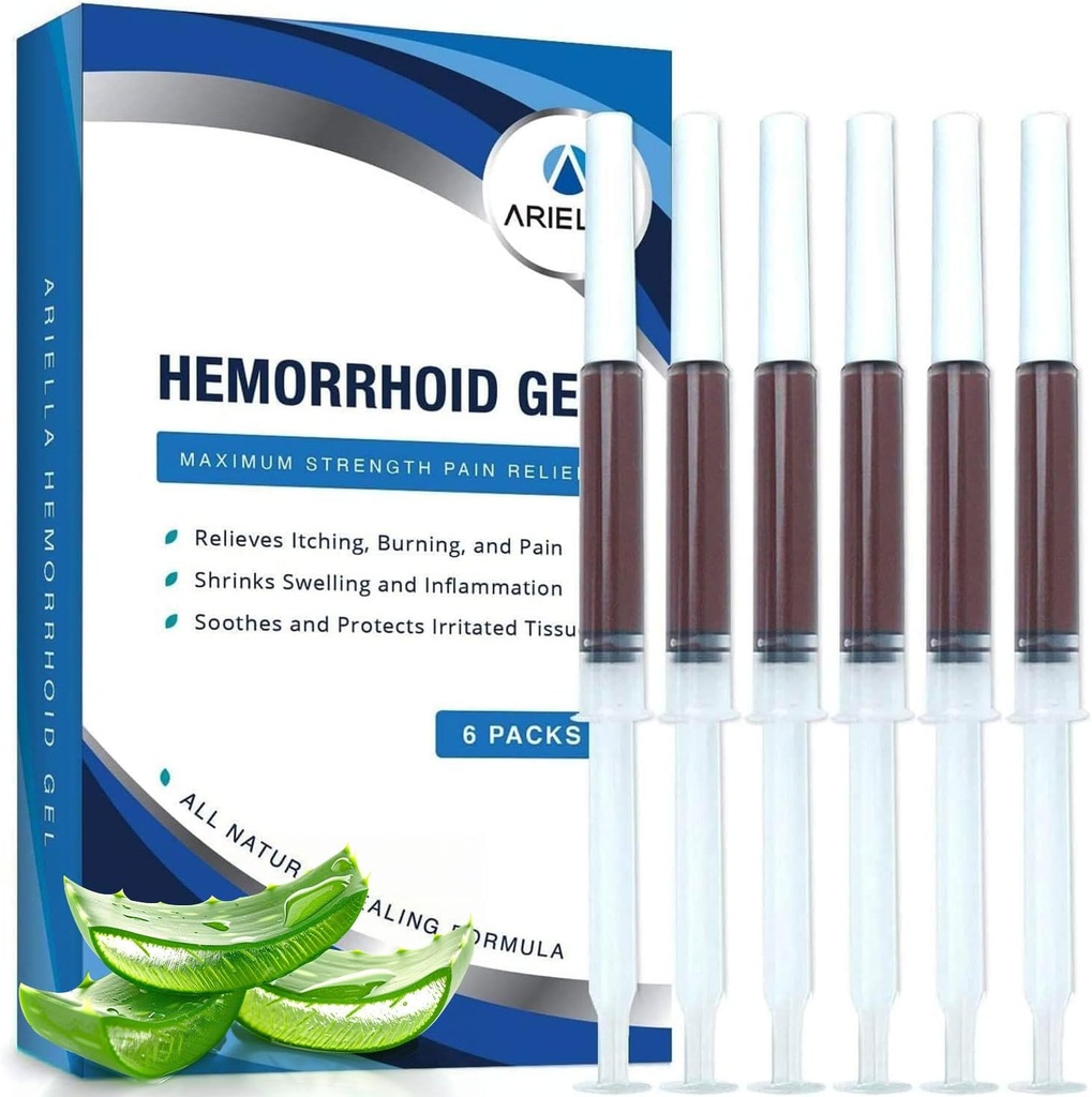 Hæmorhoid Behandling Suppository for Fissure Discomfort: Nature Hæmorhoid Shrinking Gel - Hurtig lindring Healing Kløende brændende smerte Relief (Aloe, pakke med 6)