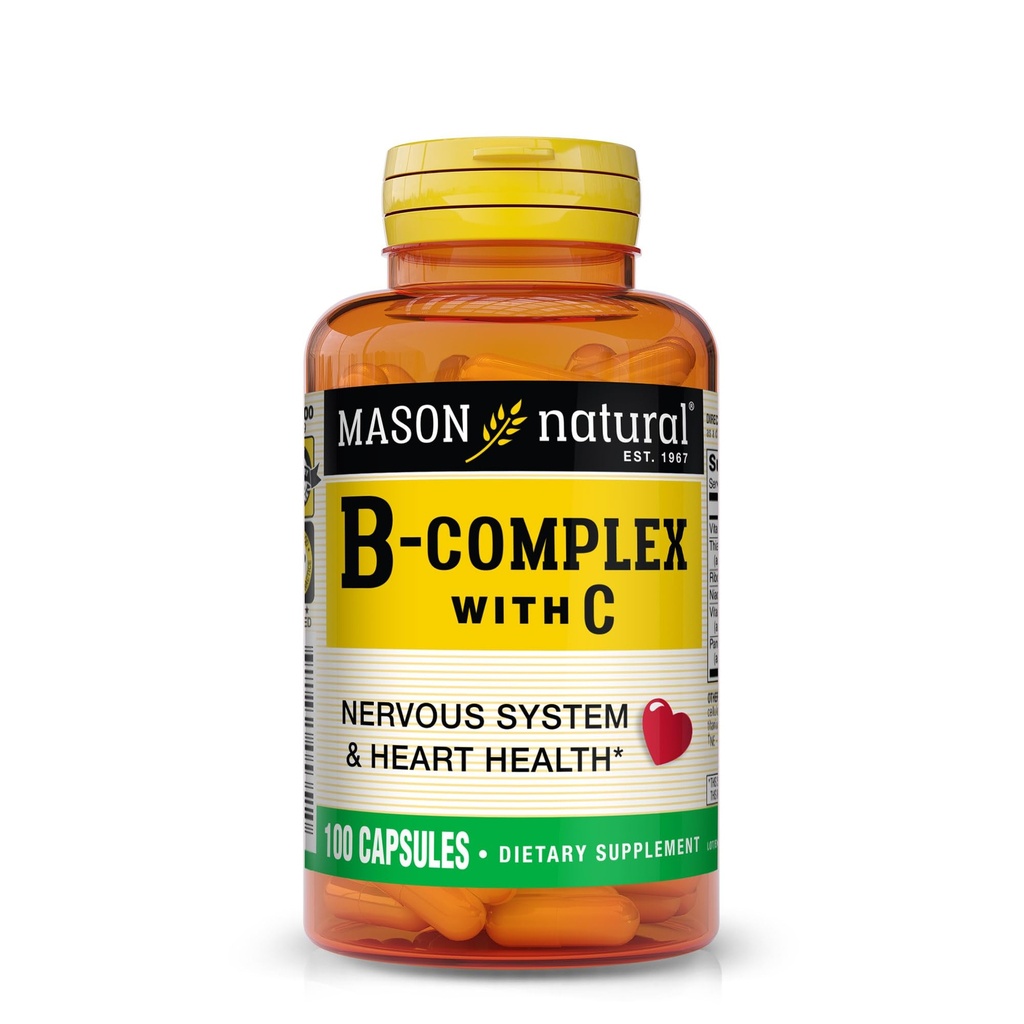 MASON NATURAL B- Kompleks med C-vitamin - Nervesystemet & Heart Health Support - 100 kapsler
