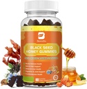 Black Seed Oil Sea Moss Gummies med Ashwagandha, Burdock Root, Linden Honey, Elderberry, Gurkemeje, C-vitamin, D3 & Zink - Understøtter immunitet, Joints, fordøjelse, hår & hud, Vegansk Gummies 60 Counts