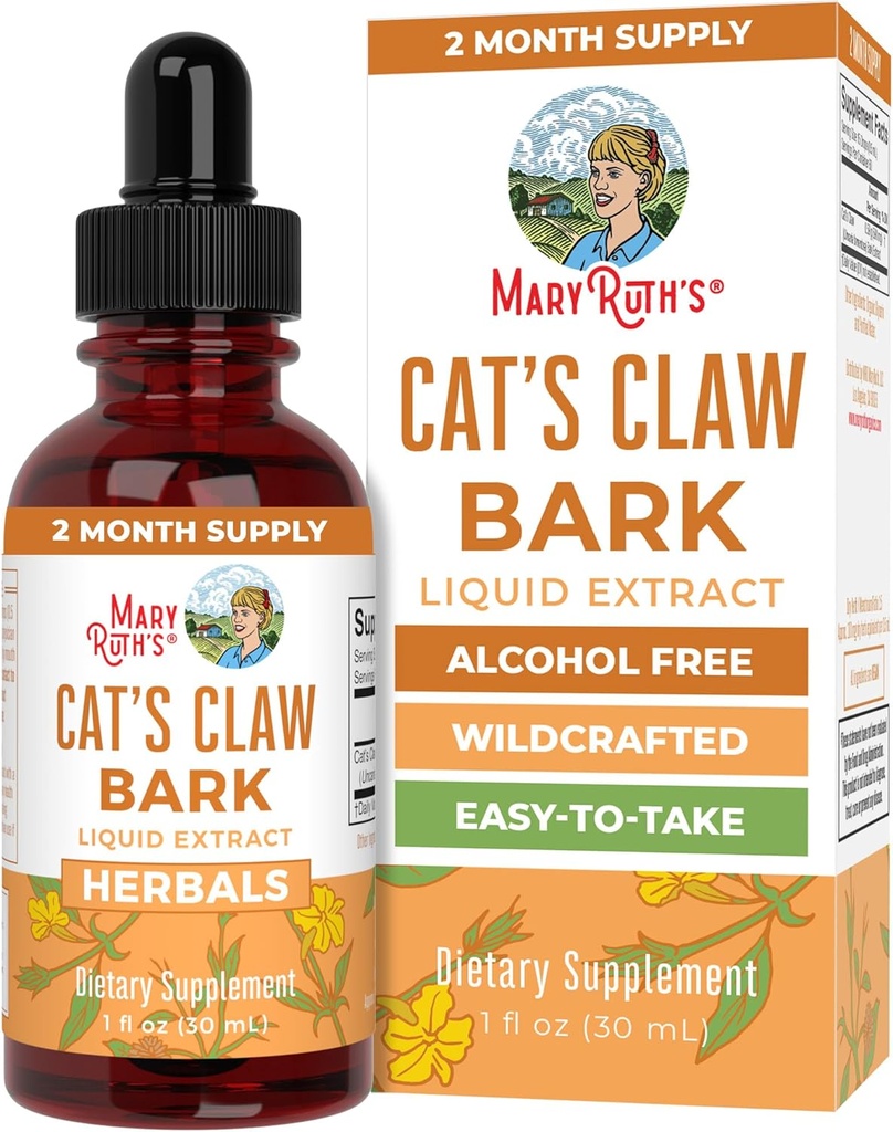 MaryRuth Organics Cat 's Claw Herbal Liquid Drops ttesmå 124; 2 Months Supply Meter 124; Unflavored Cats Claw Tincture Meter 124; Uncaria tomentosa Meter 124; Non- GMO Project Verified Meter 124; Vegan Meter 124; Gluten Free Meter 124; Sugar Free Meter 124; 1 Fl Oz