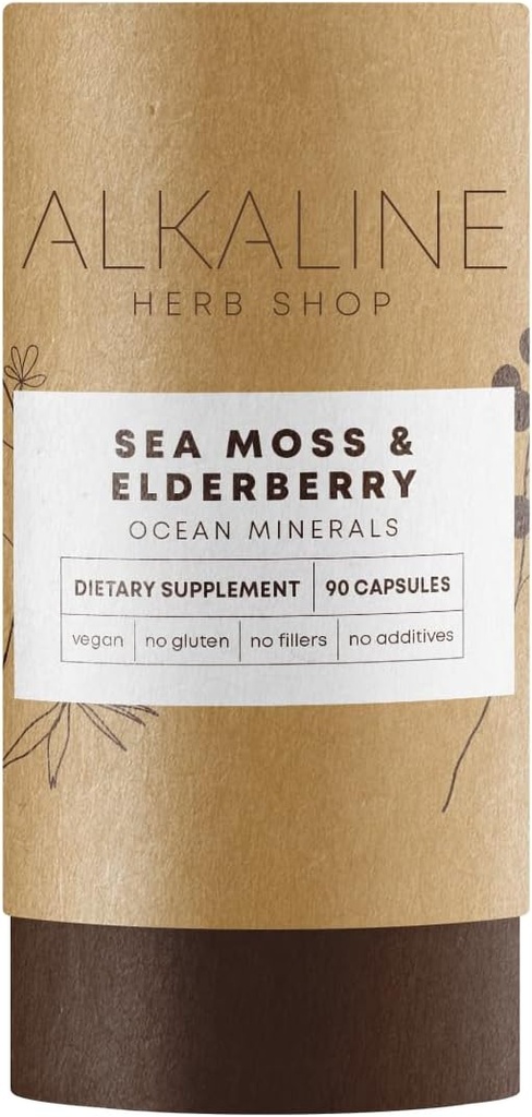 Alkaline Herb Store Sea Moss og Elderberry Supplement 90 Kapsler