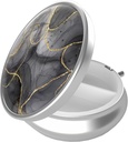 Pill Box, 3 Segment Portable Travel Medicine Box med spejl, kompakt og sød, Fits i pung og lomme, Medicin og Vitamin Organizer (Black Gold Marble)