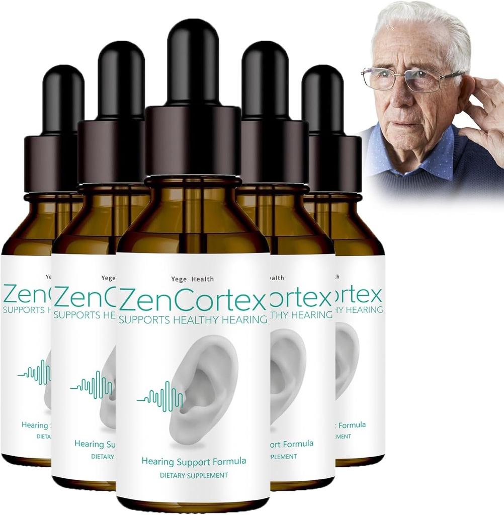Tinnitus Relief for Ringende Ører, Zencortex Cortex Ear Drops, Zencortex for Tinnitus, Hjælper med tromme sundhed, fremmer Audity Klarhed, Flaske til 30 dage (5 Pack)