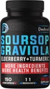 11in1 Graviola Soursop kapsler til 5 måneder levering med Soursop Frugt, Elderberry, Gurkemeje, Ingefær, Milk Thistle, Cranberry & mere - Mood, Immun & Body Health - 150 Veganske kapsler
