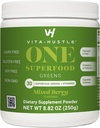 VitaHustle One Superfood Super Green Powder med Prebiotika + Probiotika, Reducer bloating, Detox, Gut Health, Spirulina, Chlorella, fordøjelsesfremmende enzymer (Berry Flavor, 25 Servere)