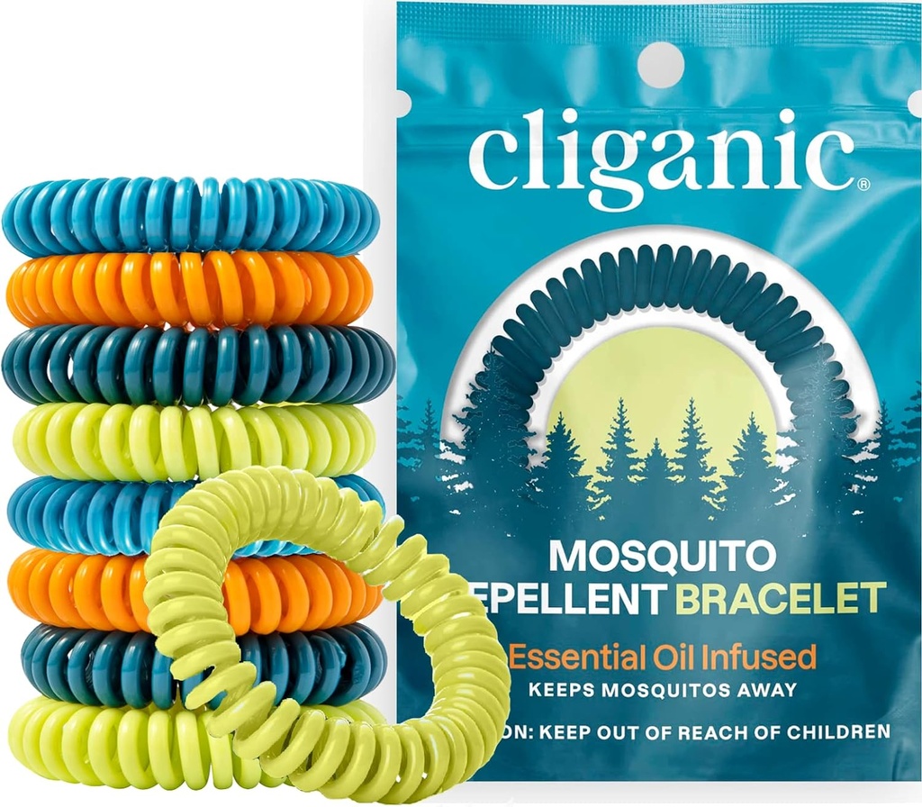 Cliganic 25 Pack Mosquito Repellent Armbånd til voksne og børn - Natural DEET-Free Bands, individuelt indpakket