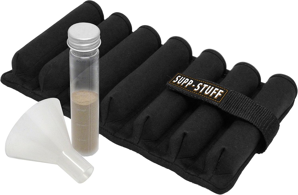 Supp Stuff pulver supplement Organizer og rejse sag med 7 pulverrør og transport tragt inkluderet, Bærbart protein pulver supplement Container ved Medcenter