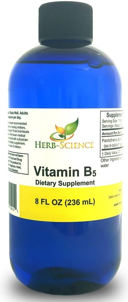 Flydende Vitamin B5 - 192 Servering - Høj Absorption Pantothensyre til energi, Mood & Nerve Support - Vegansk non-GMO alkoholfri - bedre end kapsler eller piller - 8 Fl Oz