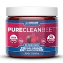 PureClean Beet Premium Beet Juice Powder - 100% Økologisk nitrogenoxid Support til Clinically- Proven 3X Greater Circulation, Endurance & Energy - Stolt Cold- Pressed, Eco Friendly, USA - 30 Serveringer