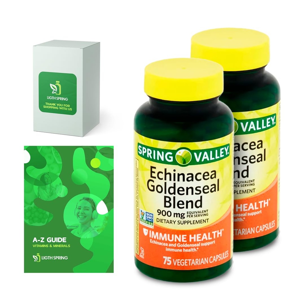 Echinacea Goldenseal Blend Kosttilskud, 900 mg, 75 Ct Bundle med eksklusive vitaminer & mineraler A til Z - Bedre Ligth & Spring Guide @ (3 elementer)