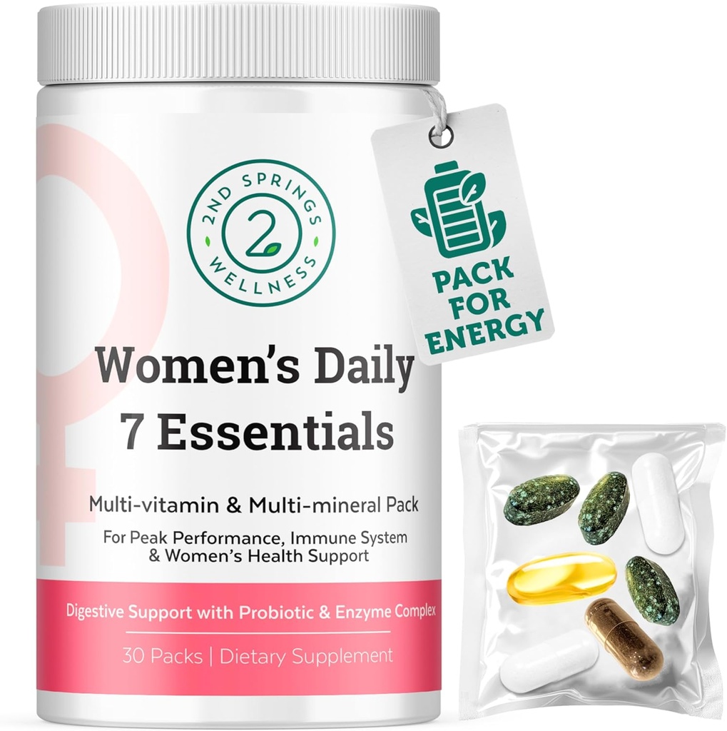 Daglig 7 Essentials Women 's Vitamin Pack -7 Pack Complete Women' s Multivitamin Packet med energi, Metabolisme, Immunsystemet, Kvindelige Health Support med Probiotika, Mere