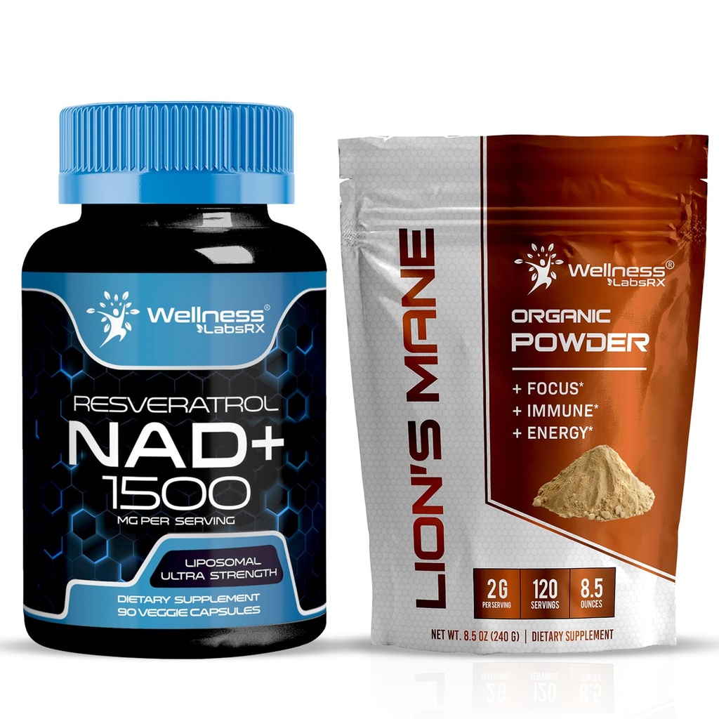 WELLENess LASRX NAD + Supplement kapsler 1500mg - Lions Mane Powder 2000mg