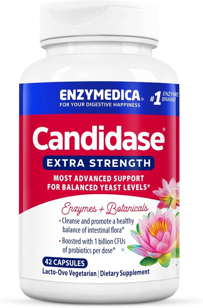 Enzymedica, Candidase Extra Strength, Support for Balanced Yeast Levels, 42 Kapsler
