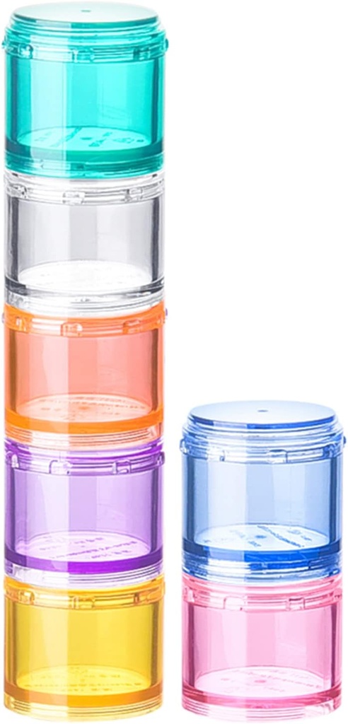 Stabile Pill Organizer, 7-dages rejse Pill Case, Pill Box for Pocket, Portable Medicine Vitamin Container Holder Medium Rainbow