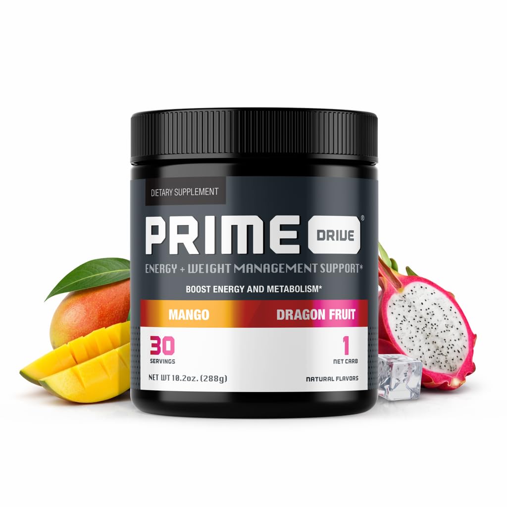 Prime Drive Energy Strawberry Melon Pre Workout Energy Drink Powder, Giver ekstrem energi, fokus og intensitet, øger stofskifte 10.2oz (30 Servere)
